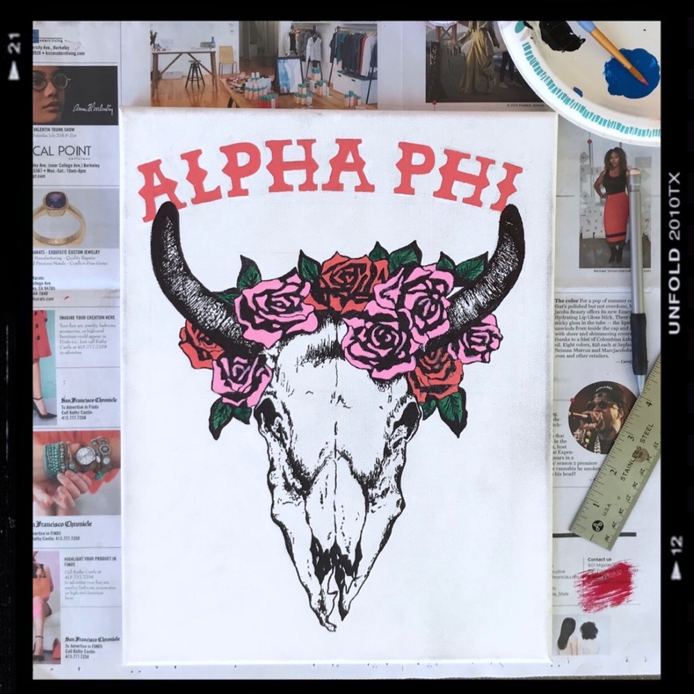 Alpha Phi Sorority Canvas - Bullhead Design
